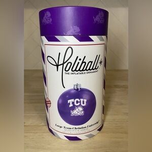 TCU Holiball 30” Inflatable Ornament Large Purple Horned Frogs Used w/ Box